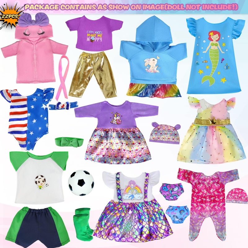 WONDOLL 10 Sets 14-16-Inch-Baby-Doll-Clothes-Outfits Dress Headbands Accessories Compatible with 43cm New Born-Baby-Doll  15-inch-Baby-Doll  18-Inch Doll - Image 2
